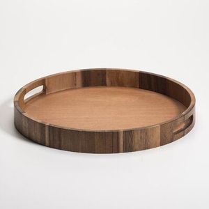Assiette de service en bois massif pour la maison et la cuisine Assiette en bois massif d'acacia naturel taille personnalisée à bas prix - Product Image 6