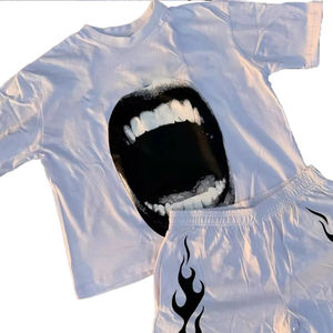 Camiseta de Peso Pesado de 300 g/m², Estampada con Serigrafía, Aplicación Manual, Mezcla de Poliéster/Algodón, Felpa Francesa, Personalizada, Informal, de Verano, Estilo Urbano, Dos - Product Image 4