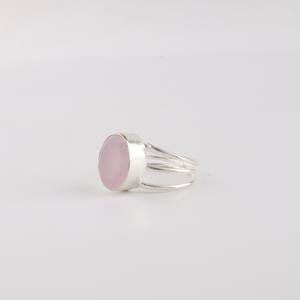 Bague en argent sterling 925 avec chalcédoine rose taille ovale, certifiée IGI, spirale faite à la main, pierre précieuse de 1,40 carat, cadeau pour femme - Product Image 5