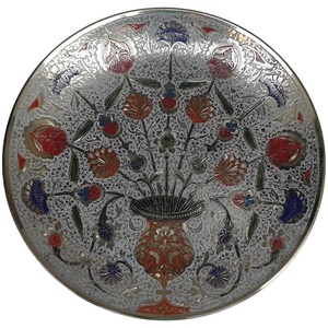 Bol à fruits en laiton avec gravure de fleurs peinture blanche multicolore à l'intérieur et or à l'extérieur ustensiles de cuisine finis bol de haute qualité - Product Image 5