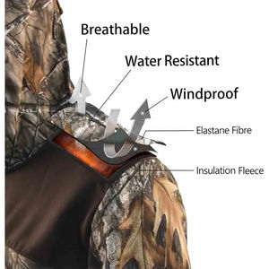 Vestes de randonnée imperméables pour hommes, vêtements de chasse coupe-vent thermiques, polaire, coupe-vent, veste softshell d'hiver pour la chasse - Product Image 5