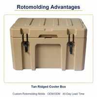 Moule de rotomoulage personnalisé OEM ODM pour glacière robuste à nervures couleur Tan, fabrication directe usine