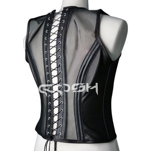 Gilet Corset Homme en Maille Transparente et Cuir - Gilet Gothique Vintage pour Tenue de Soirée - Product Image 6