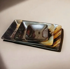 Plateau de service en corne de buffle naturelle, qualité supérieure, couleur naturelle, plateaux de rangement, 100% corne de buffle, plateau à dessert - Product Image 4