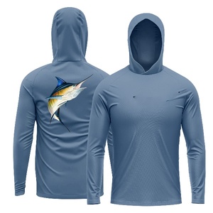 Vente en gros de sweat à capuche personnalisé pour hommes avec capuche chemise de performance imprimée poisson avec protection UV UPF 50 + polyester à séchage rapide - Product Image 1