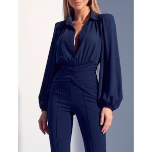 Combinaison en crêpe cintrée pour femme, tenue élégante et formelle en une seule pièce - Product Image 3