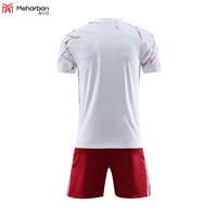 Jersey Sepak Bola Unisex Bahan Mesh Bernapas Warna Putih Katun Semua Musim Warna Solid Cetak Sublimasi Warna Kustom Pakaian Olahraga