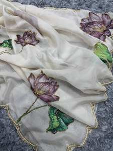 Alta calidad negro elegante diseñador suave Organza Saree estampado Floral cuentas Katdana trabajo hecho a mano tradicional para ropa de fiesta de boda - Product Image 6