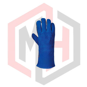 Gants de travail en cuir bleus pour soudage TIG/MIG, très résistants, épaisseur 11 oz, antistatiques, résistants aux déchirures, anti-coupures, pour pompiers - Product Image 3