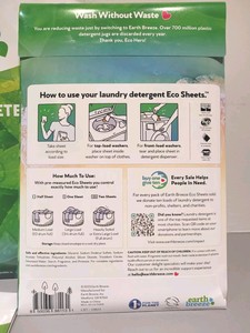 Feuilles de lessive solides Earth Breeze écologiques, parfum frais, 30 dosettes, technologie sans liquide pour 60 lavages - Product Image 2