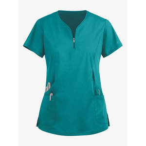 Coton Polyester mélangé à manches courtes femmes femmes col en v gommage hôpital médical soins infirmiers costume uniformes 2025 - Product Image 2