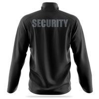 Blouson Bomber Noir Homme avec Broderie Sécurité, Fermeture Éclair, Coupe-Vent en Polyester, Coupe Droite, Idéal pour l'Automne