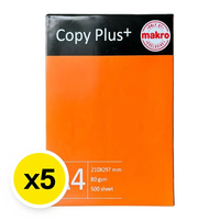 Papel de Copia COPY PLUS A4 Blanco 80 Gsm, 500 Hojas/Paquete, 5 Paquetes, Hecho en Tailandia