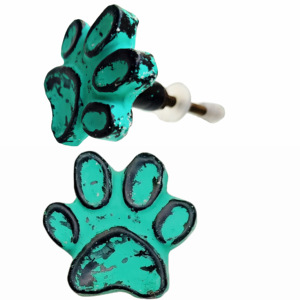Boutons pour animaux de compagnie en fonte rustique vert forêt en détresse chien chat patte impression tiroir armoire porte tire poignée pour chambre industrielle - Product Image 2