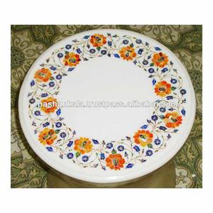 Incrustación de flores de mármol blanco, mesa de mesa Dura pientra - Product Image 1