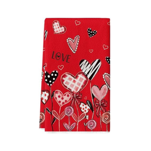 Serviette de cuisine en coton imprimée « Home Sweet Home » avec bordure à carreaux rouges et motif cœur, utilitaire, multi-usages, de qualité supérieure, brodée - Product Image 5