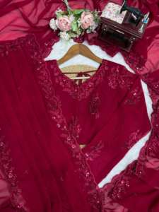 Indian Boutique Showstopper Trendy Designer Georgette <b>Saree</b> Latest Exclusive <b>Blouse</b> Premium Quality Bridal Ethnic Party Wear - Product Image 4