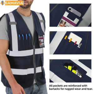 Chaleco de pesca reflectante de alta calidad para hombres | Chaleco DE TRABAJO SAMAVIA con bolsillos | Camping listo para enviar - Product Image 3