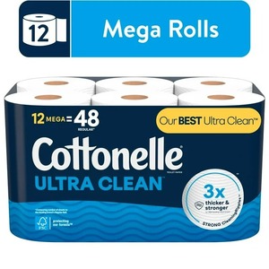 Papier toilette Cottonelle Ultra Clean 12 méga rouleaux de lingettes humides avec rouleau jumbo sans noyau lavable en tissu de pulpe de bambou de coton - Product Image 6