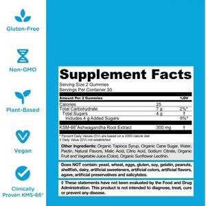 Bonbons gélifiés à l'ashwagandha biologique en marque privée, vitamines pour adultes, sommeil et énergie, soins de santé - Product Image 3