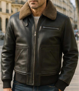 Veste en cuir pour homme sur mesure de qualité supérieure avec col montant, logo sur le devant, couleur/taille personnalisée, veste d'hiver de haute qualité - Product Image 3