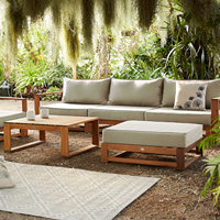 Ensemble de canapés de jardin 5 places Cameron Modern Outdoor Villa Hotel, table et chaises en teck massif, coussins imperméables pour salon