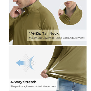 Chemises de soleil pour hommes de haute qualité 1/4 Zip à manches longues SPF Protection UV léger séchage rapide quart Zip chemises de Golf 2025 - Product Image 6
