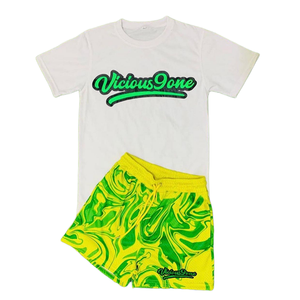 2025 personnaliser hommes tenue 2 pièces été short ensemble personnalisé broderie Logo décontracté Street Wear manches courtes Nylon panneau court - Product Image 3