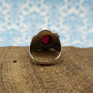 Boho Style 925 bague en argent Sterling classique corindon rubis ensemble de pierres précieuses Simple fait à la main ovale coupe bijoux fins pour les mariages - Product Image 3