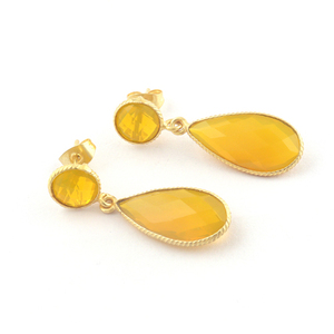 Boucles d'oreilles pendantes en quartz jaune taille briolette au design personnalisé en vente en gros - Product Image 2