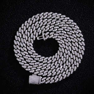 Collier chaîne à maillons cubains en argent sterling 925 8mm Moissanite glacé Hip Hop bijoux de mode pour les fêtes et les anniversaires - Product Image 1