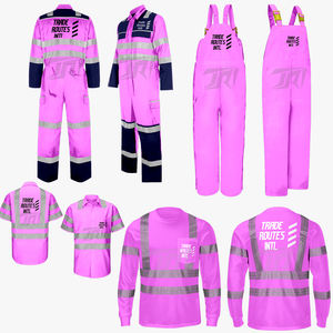 Ensemble de vêtements de travail de sécurité réfléchissants personnalisables vêtements industriels imperméables salopette en polyester col rond boutonné - Product Image 1