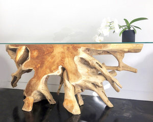 Mesa Consola de Raíz de Teca para Sala de Estar - Muebles de Madera Decorativos - Fabricante de Muebles de Jepara, Indonesia - 36 con Espejo - Product Image 5