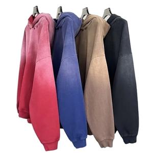Sudadera con capucha recortada de lana desgastada con lavado ácido para hombre con logotipo personalizado, accesorios de invierno en relieve con diseño 3D a la moda - Product Image 1
