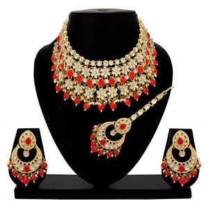 Ensemble de colliers ras du cou Kundan Bride en fleurs - Product Image 1