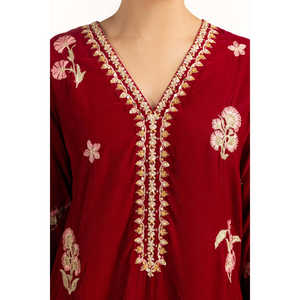 ชุดเซ็ตกำมะหยี่ปักลายสำหรับผู้หญิง รุ่น IPST-55125 ชุดสองชิ้นสำหรับฤดูร้อนและฤดูหนาว ไซส์ XS/XXS เสื้อและกระโปรงดีไซน์สวย - Product Image 4