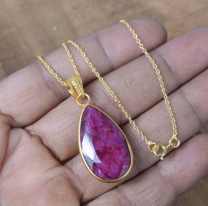 Regalo de aniversario para chicas de moda, colgante de piedras preciosas de Rubí, el mejor colgante, Plata de Ley 925 con sello 925, colgante de plata, joyería - Product Image 5