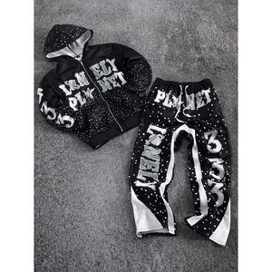 ชุดวอร์มแบบมีฮู้ดผ้าฟลีซสีพื้นลำลองสั่งทำขายส่ง ชุดจ็อกกิ้งโอเวอร์ไซส์แบบสวมหัวสำหรับผู้ชาย พร้อมเชือกผูกและโลโก้สั่งทำ - Product Image 1