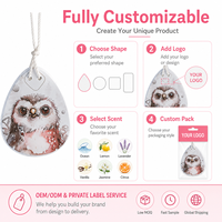 Diffuseur de parfum pour voiture en forme de hibou, avec logo personnalisé, senteurs longue durée rose, lavande, vanille, frais, en papier suspendu.