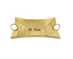 Bandeja de servicio martillada de aluminio de diseño fabuloso en bandeja de postre de utensilios de cocina de color dorado a precios asequibles - Product Image 1