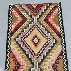 3x10.3 ft Turkish <b>Runner</b> Rug, <b>Red</b> Brown Vintage Oriental Wool Rug - Product Image 5