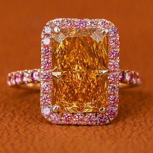 Jaune Radiant Cut Lab Grown Diamond Pink Diamond Bague de fiançailles en or massif 18 carats Style tendance Bague cadeau pour femme-Certifié IGI - Product Image 1