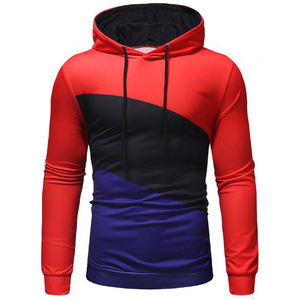 Personnalisé hommes sweats à capuche Patchwork pull polaire couleur bloc à manches longues sweats unisexes décontracté hauts à capuche survêtement hommes - Product Image 2