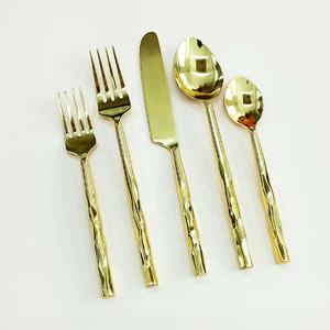 Juego de cucharas para servir de acero inoxidable dorado a granel, fantástico acabado dorado de acero inoxidable con mango redondo largo - Product Image 1