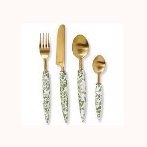Chapado en oro con mango de resina de extremo afilado largo, vajilla de cocina, cubiertos de diseño barato - Product Image 1