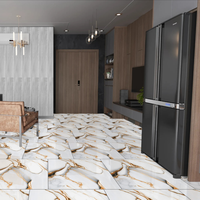Carrelage de sol en céramique 60x60 cm Emezeka Blanc Impression numérique et HD Durable Premium Carrelage pour la maison Salon Cuisine Bureau