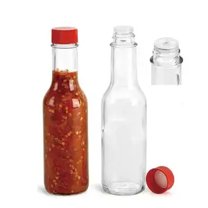 Newell Woozy garrafa de vidro vazia molho de pimentão Frascos de vidro barato 150ml molho de tomate com tampas plásticas