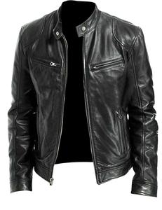 ODM veste de moto motard coupe ajustée pour hommes de haute qualité en cuir de mouton véritable coque souple imperméable pour l'hiver tenue décontractée - Product Image 1