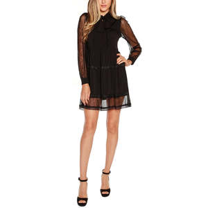 Abito Estivo Casual Belldini Black Label Taglia XL, Vita Impero, Ricamo in Pizzo, Collo con Laccetti, Stampa con Perline, Chiffon, per Feste ed Eventi - Product Image 1