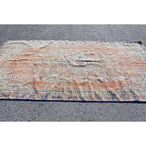 Alfombra Turca Grande de 5.1x9.7 pies, Alfombra Vintage, Alfombra de Lana con Puntos Naranja y Azul - Product Image 3